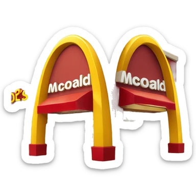 “McDonald’s store with the iconic golden arches, a red and yellow color scheme, and a simple, recognizable design that captures the essence of a fast food restaurant.” sticker