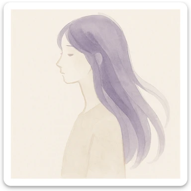character with long purple hair, watercolor art style sticker