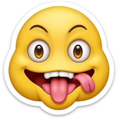 freaky emoji with tounge out, eyes wide, drool coming out of mouth and make the eyes rolling back  sticker