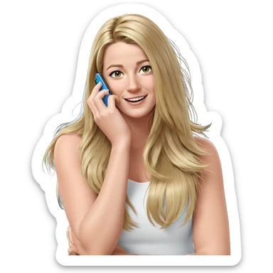 smiling girl with cellphone sticker