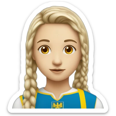 A Ukrainian student wearing the color of the Ukrainian flag sticker