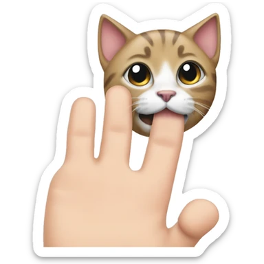 finger poking a cat sticker