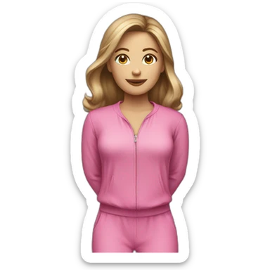 Woman dark blond hair  pink  full body jumpsuit sticker