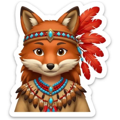 fox in a Native American costume sticker