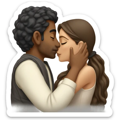 Indian man kissing white brunette girl sticker