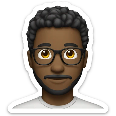 Black Young man and glasses and little beard mustache faded hair sticker