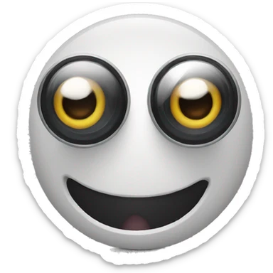 a camera with eyes, mouth and hand who chocked sticker