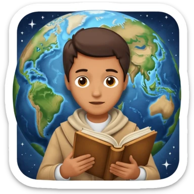 someone who is reading a book to learn the history of our planet  sticker