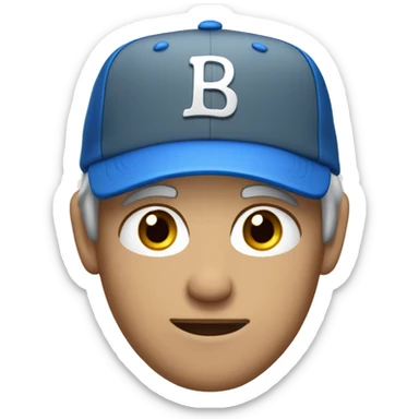 Guy with baseball cap, grey hair and  blue eyes sticker