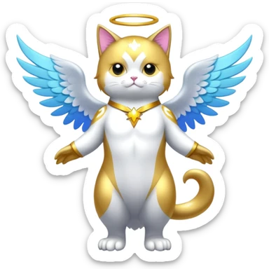 Transcendent celestial infinity cosmic galactic energy Mega neon unicorn dragon hydra hyper rare golden penguin Golden Divine god angel Omni Black and white Super muscular Buff sigma Gigachad cat full body tuxedo colored  sticker