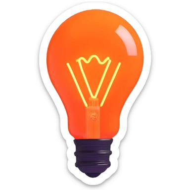 neon lightbulb, glowing blue and pink, soft glossy highlight, modern minimal shape sticker