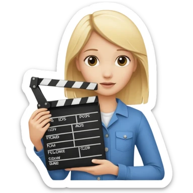 Blonde girl with film clapboard sticker