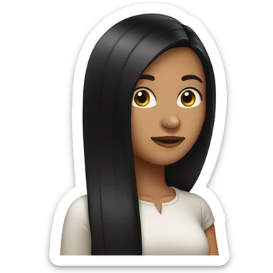 Tan girl with long straight black hair sticker