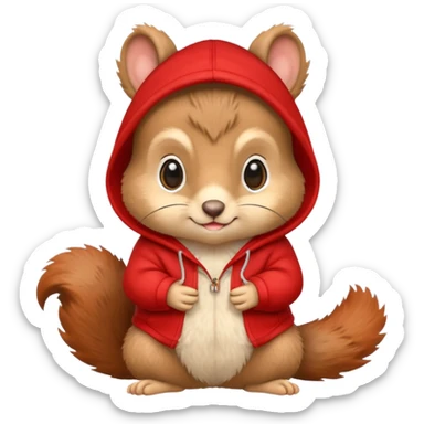 baby squirrel wear red hoodie sticker