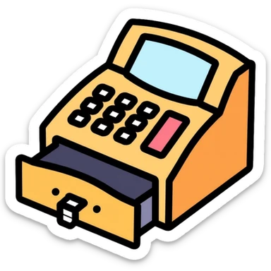 cash register with money drawer open sticker