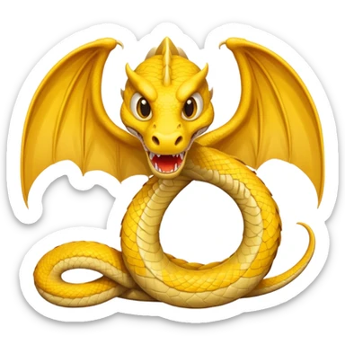 Huge yellow serpent with two wings sticker