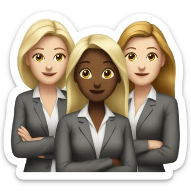 Three white female coworkers  sticker