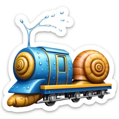 snail under the rain next to the train sticker