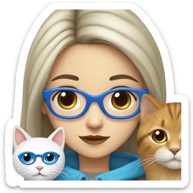 Girl with blue glasses and a norwegian cat sticker