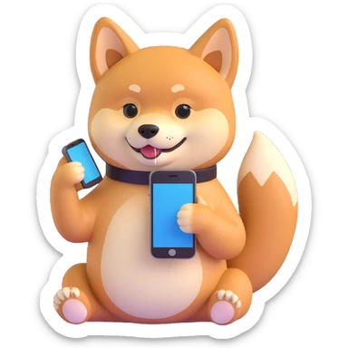 shiba inu calling on phone sticker