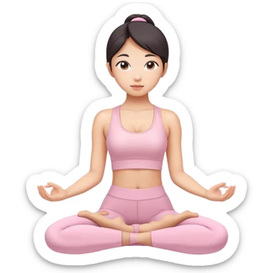 asian yoga girl light pink clothes  sticker