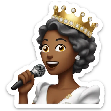 beauty queen with crown singing in Karaoke sticker