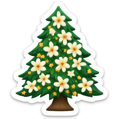 Christmas tree with flowers on it sticker