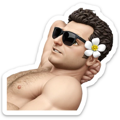 muscular male with flower ornament sticker