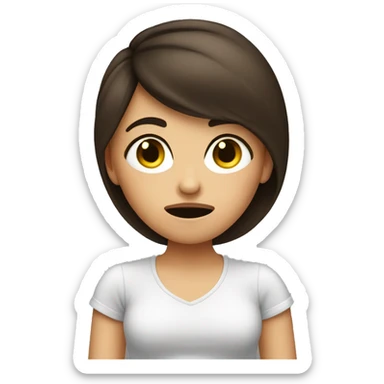 Brunette girl annoyed eye roll with thumbs up sticker