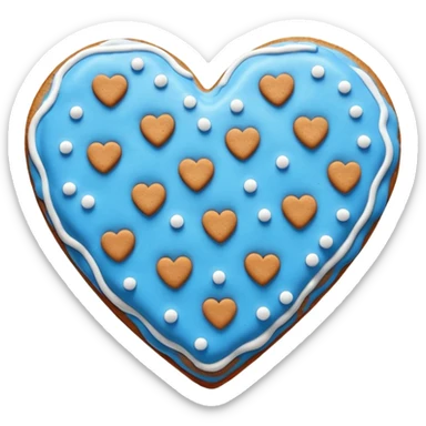 gingerbread heart cookie with white icing and blue sprinkles sticker
