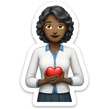 A European woman teacher holds her heart in her hands sticker