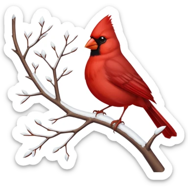 cardinal on snowy branch sticker