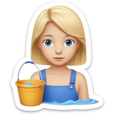 kid girl with sand bucket sticker