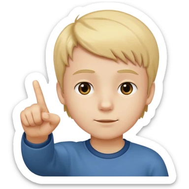 boy pointing to 67 sticker