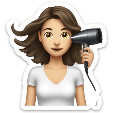 Brunette girl blow drying hair sticker