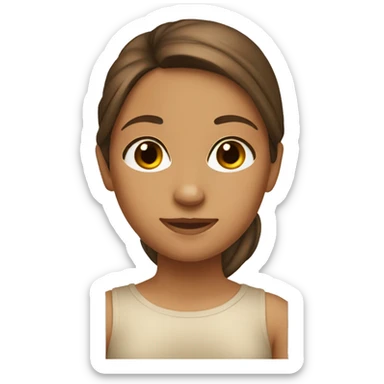 tan girl with brown hair with brown eyes sticker