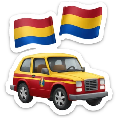 Carro con estrellas y la bandera de Venezuela  sticker