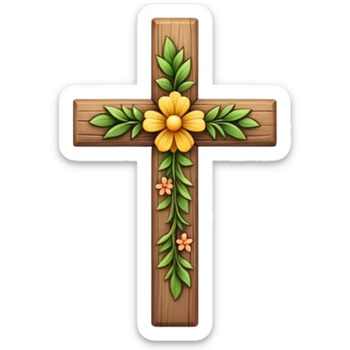 cross with flora sticker