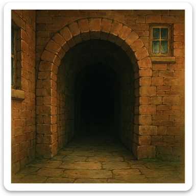 dark tunnel arch in a brick house sticker