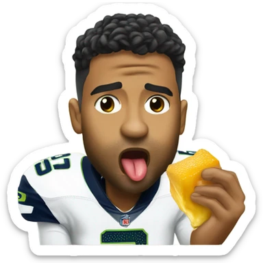 Russel Wilson licking honey sticker