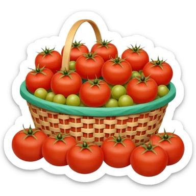 tomato and other fruits in basket and less fruits  sticker