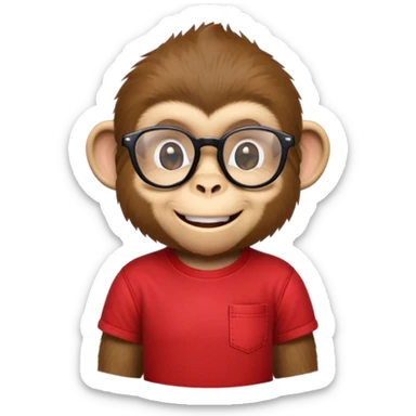 Smiling Monkey in red tshirt and jeans with glasses on  sticker