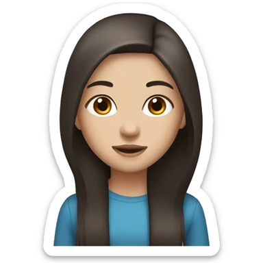 Girl with dark brown long straight hair and blue eyes sticker