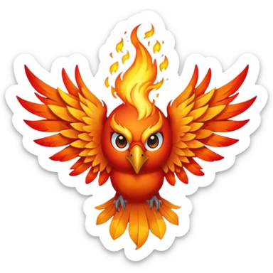 Phoenix force from marvel in a shape of flame bird face to screen with spread wings sticker