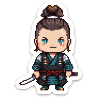 Samurai with topknot sticker