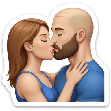 Beautiful light brown hair making out her muscular bald beard husband sticker