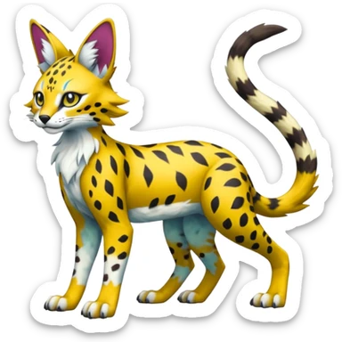 Colorful Bobcat-Sergal-Serval-Genet-Pokémon-Digimon-Fakémon-fusion-hybrid-creature sticker