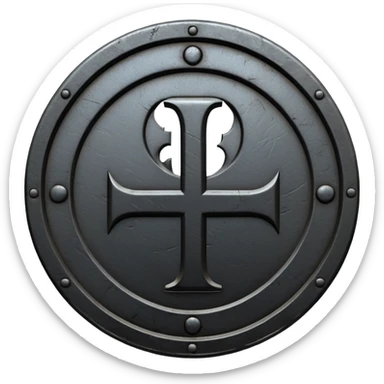 Minimal emoji, gothic metal coin made of black steel, engraved number 1 at the center, ancient industrial aesthetic, worn metal texture, no glow, no neon, flat emoji design, centered, transparent background sticker