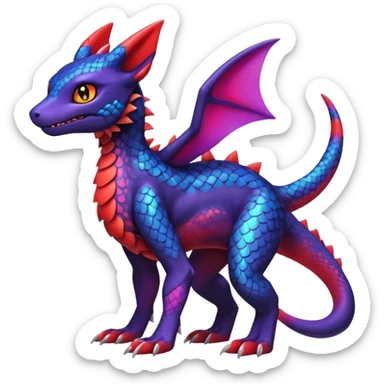 Cute Exotic Colorful Guilmon-Salandit-Umbreon-Fakémon-hybrid-creature (full body)  sticker