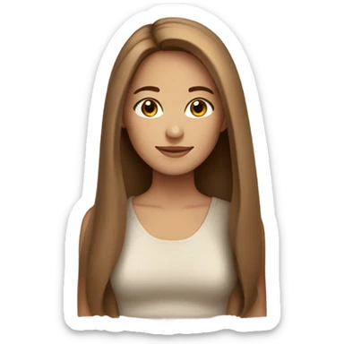 Beautiful woman, straight long light brown hair, brown eyes, cozy sticker